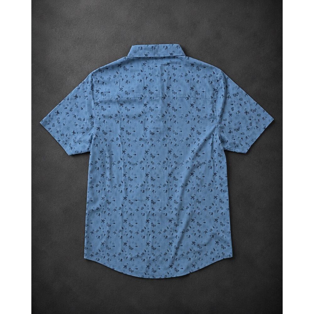 TravisMathew Something New Button-Up Shirt NWT Men’s Small Heather Blue Floral - Picture 2 of 8